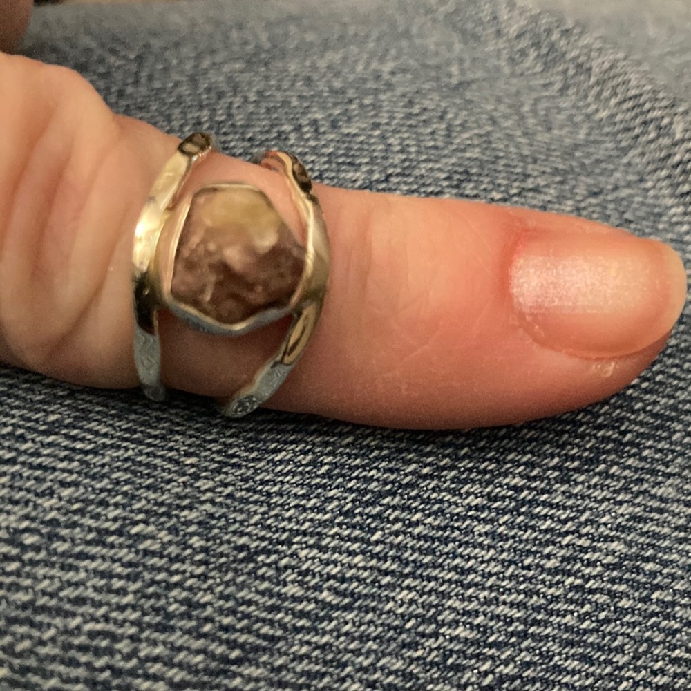 Raw pink tourmaline ring